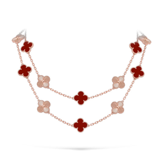 [Favorite]CLASSIC 20-MOTIF LUCKY CLOVER LONG NECKLACE ROSE GOLD COLLECTION