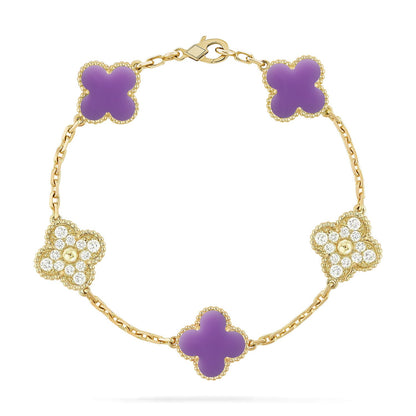 [Favorite]LUCKY CLOVER 5-MOTIF BRACELET - LAVENDER COLLECTION