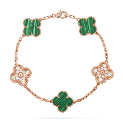 [Favorite]LUCKY CLOVER 5-MOTIF BRACELET - MALACHITE COLLECTION