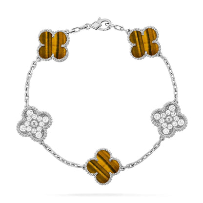 [Favorite]LUCKY CLOVER 5-MOTIF BRACELET -  TIGER’S EYE COLLECTION