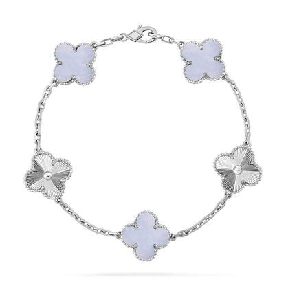 [Favorite]LUCKY CLOVER 5-MOTIF BRACELET - PURPLE CHALCEDONY COLLECTION