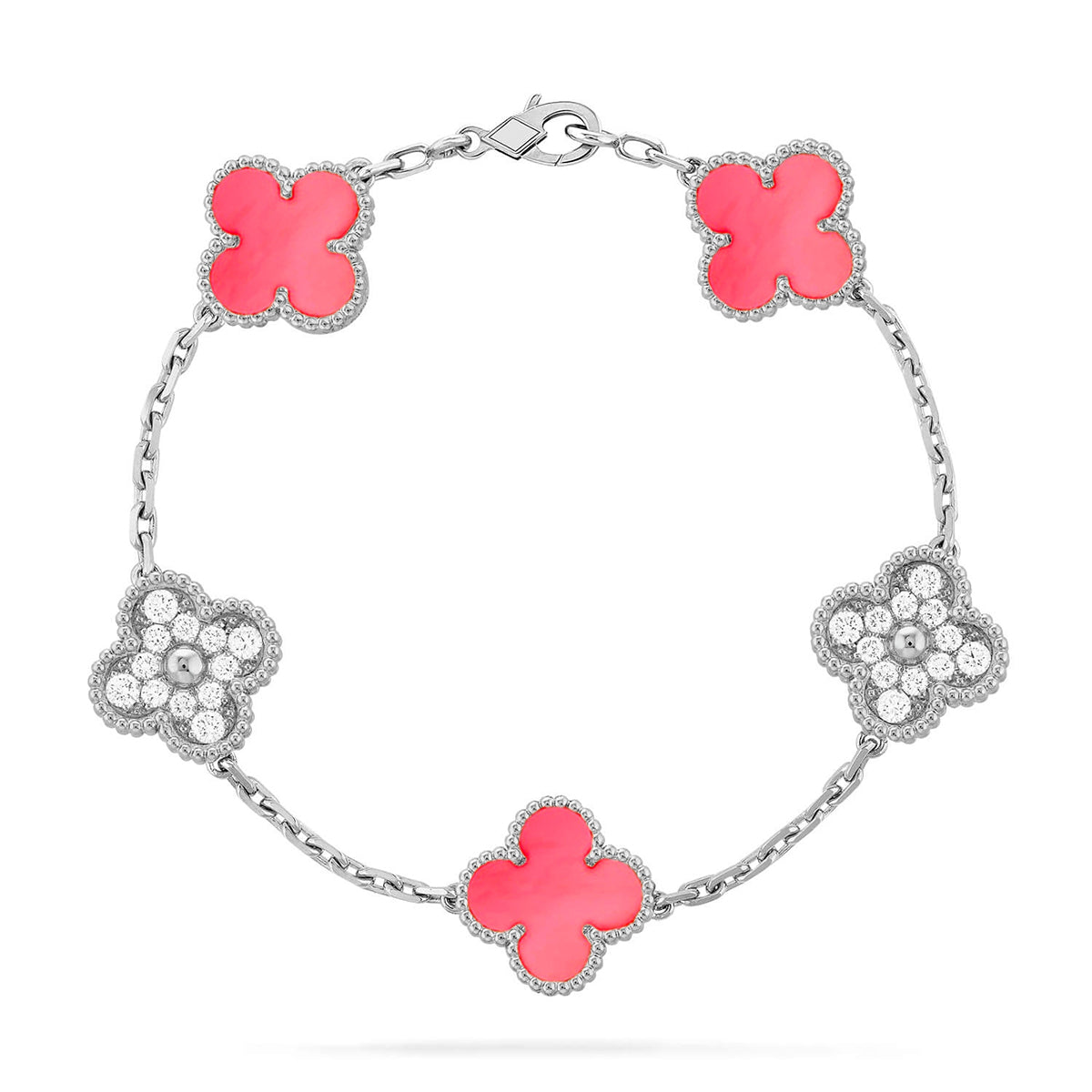 [Favorite]LUCKY CLOVER 5-MOTIF BRACELET - PINK MOTHER-OF-PEARL COLLECTION