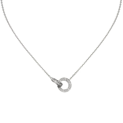 [Favorite]LOVE DOPPELRING-ANHÄNGER MIT VOLLSTÄNDIGER PAVÉ-HALSKETTE