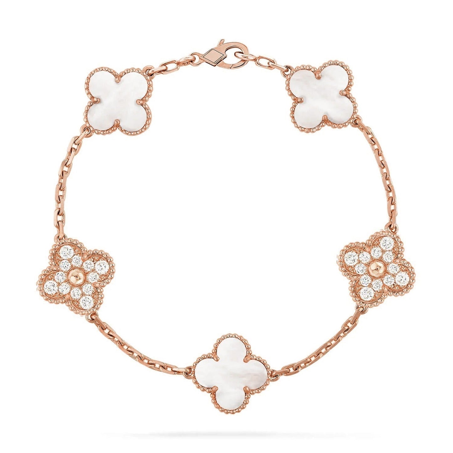 [Favorite]LUCKY CLOVER 5-MOTIF BRACELET - WHITE MOTHER-OF-PEARL COLLECTION