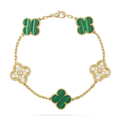 [Favorite]LUCKY CLOVER 5-MOTIF BRACELET - MALACHITE COLLECTION