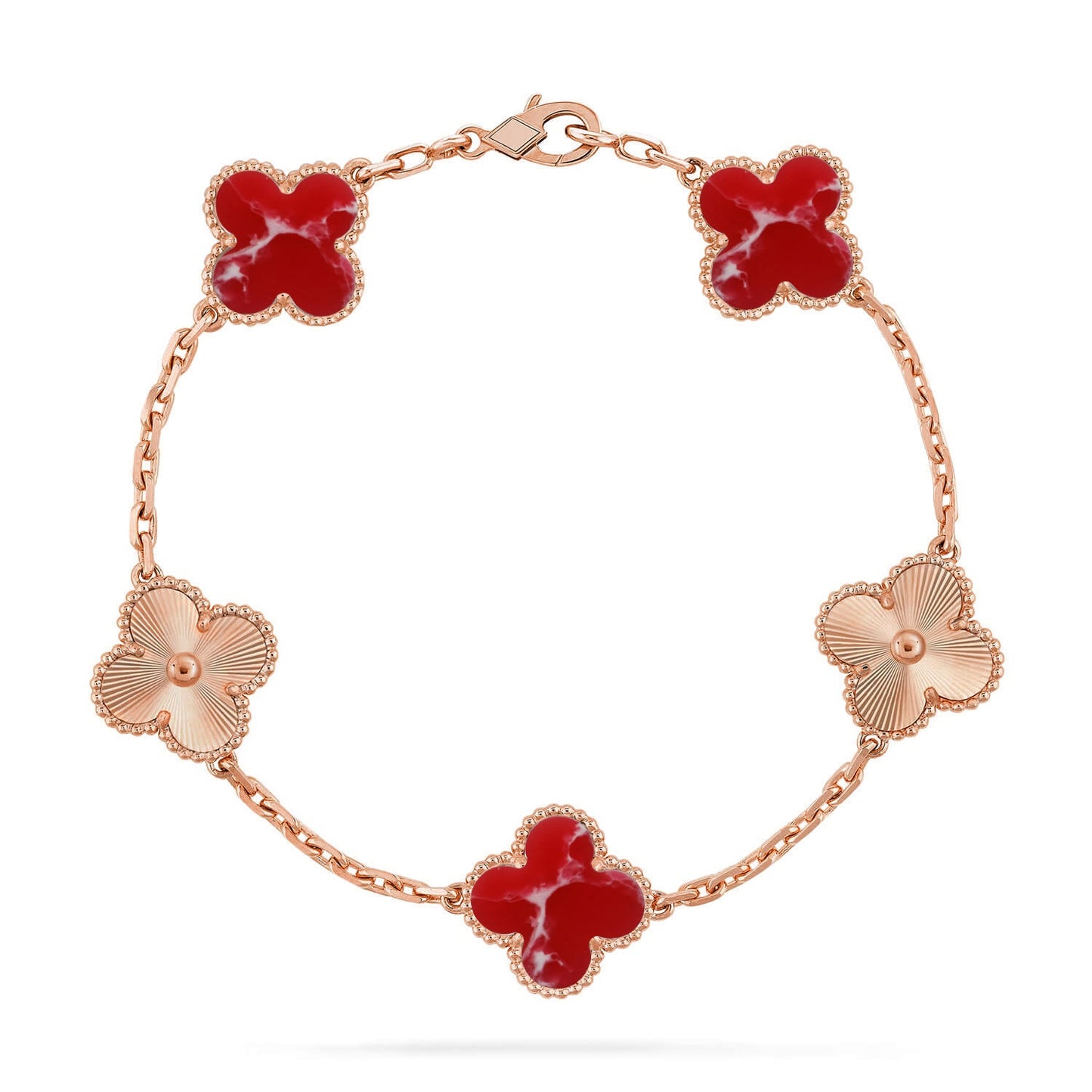 [Favorite]LUCKY CLOVER 5-MOTIF BRACELET - RED LARIMAR COLLECTION