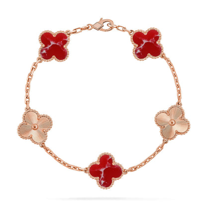 [Favorite]LUCKY CLOVER 5-MOTIF BRACELET - RED LARIMAR COLLECTION