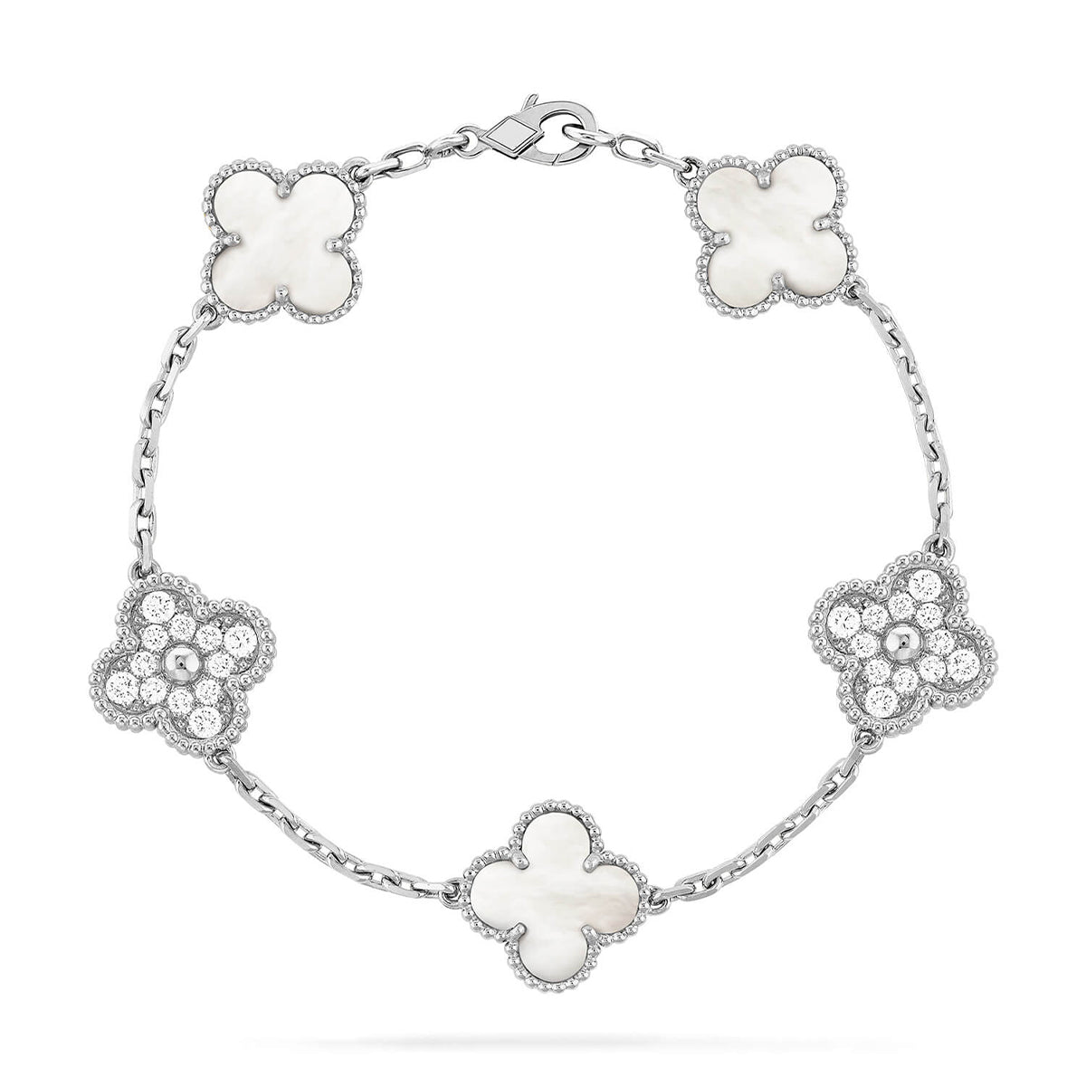 [Favorite]LUCKY CLOVER 5-MOTIF BRACELET - WHITE MOTHER-OF-PEARL COLLECTION