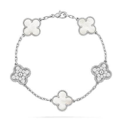 [Favorite]LUCKY CLOVER 5-MOTIF BRACELET - WHITE MOTHER-OF-PEARL COLLECTION
