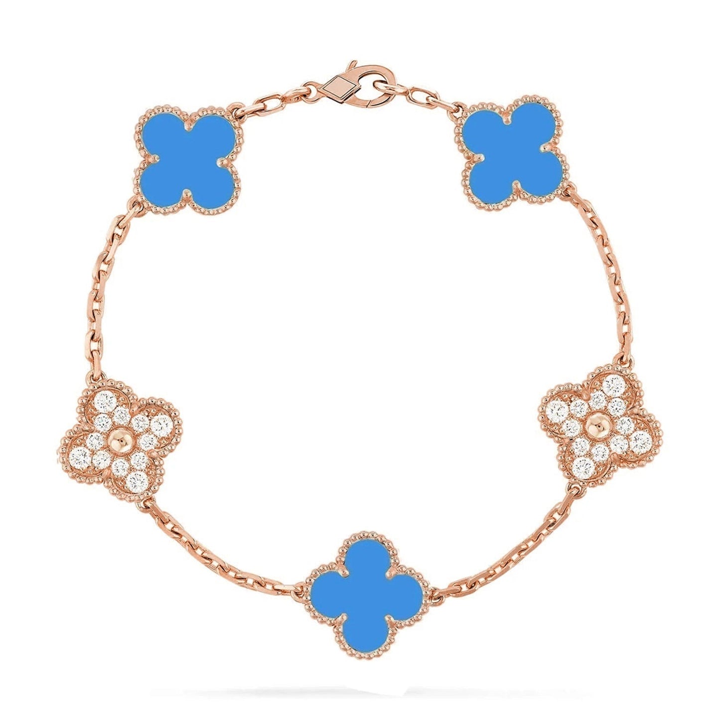 [Favorite]LUCKY CLOVER 5-MOTIF BRACELET - BLUE AGATE COLLECTION