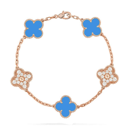 [Favorite]LUCKY CLOVER 5-MOTIF BRACELET - BLUE AGATE COLLECTION