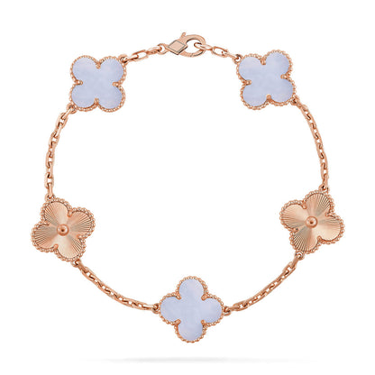 [Favorite]LUCKY CLOVER 5-MOTIF BRACELET - PURPLE CHALCEDONY COLLECTION