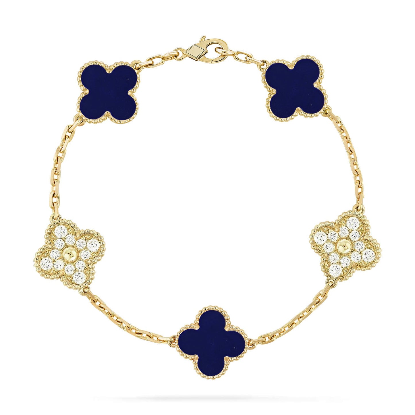 [Favorite]LUCKY CLOVER 5-MOTIF BRACELET - LAPIS LAZULI COLLECTION