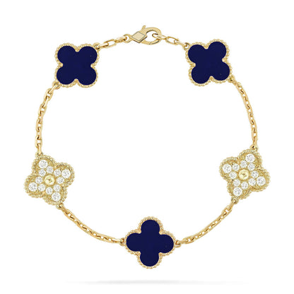 [Favorite]LUCKY CLOVER 5-MOTIF BRACELET - LAPIS LAZULI COLLECTION