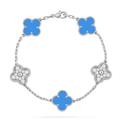 [Favorite]LUCKY CLOVER 5-MOTIF BRACELET - BLUE AGATE COLLECTION