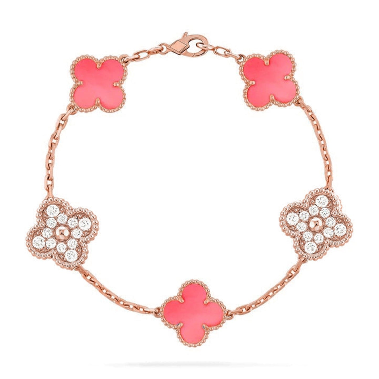 [Favorite]LUCKY CLOVER 5-MOTIF BRACELET - PINK MOTHER-OF-PEARL COLLECTION