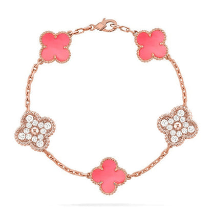 [Favorite]LUCKY CLOVER 5-MOTIF BRACELET - PINK MOTHER-OF-PEARL COLLECTION