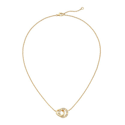 [Favorite]LOVE DOPPELRING-ANHÄNGER MIT VOLLSTÄNDIGER PAVÉ-HALSKETTE