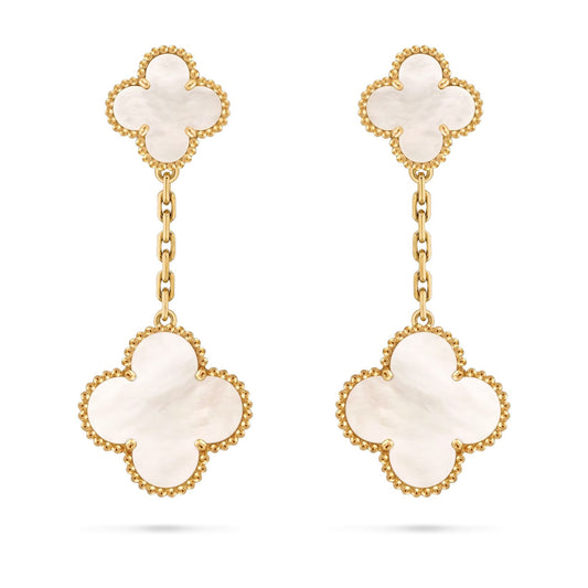 [Favorite]CLOVER DUAL-MOTIF STATEMENT STUD EARRINGS - DOUBLE-CHARM COLLECTION