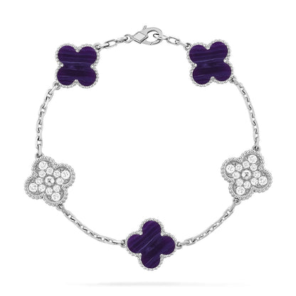 [Favorite]LUCKY CLOVER 5-MOTIF BRACELET - CHAROITE COLLECTION