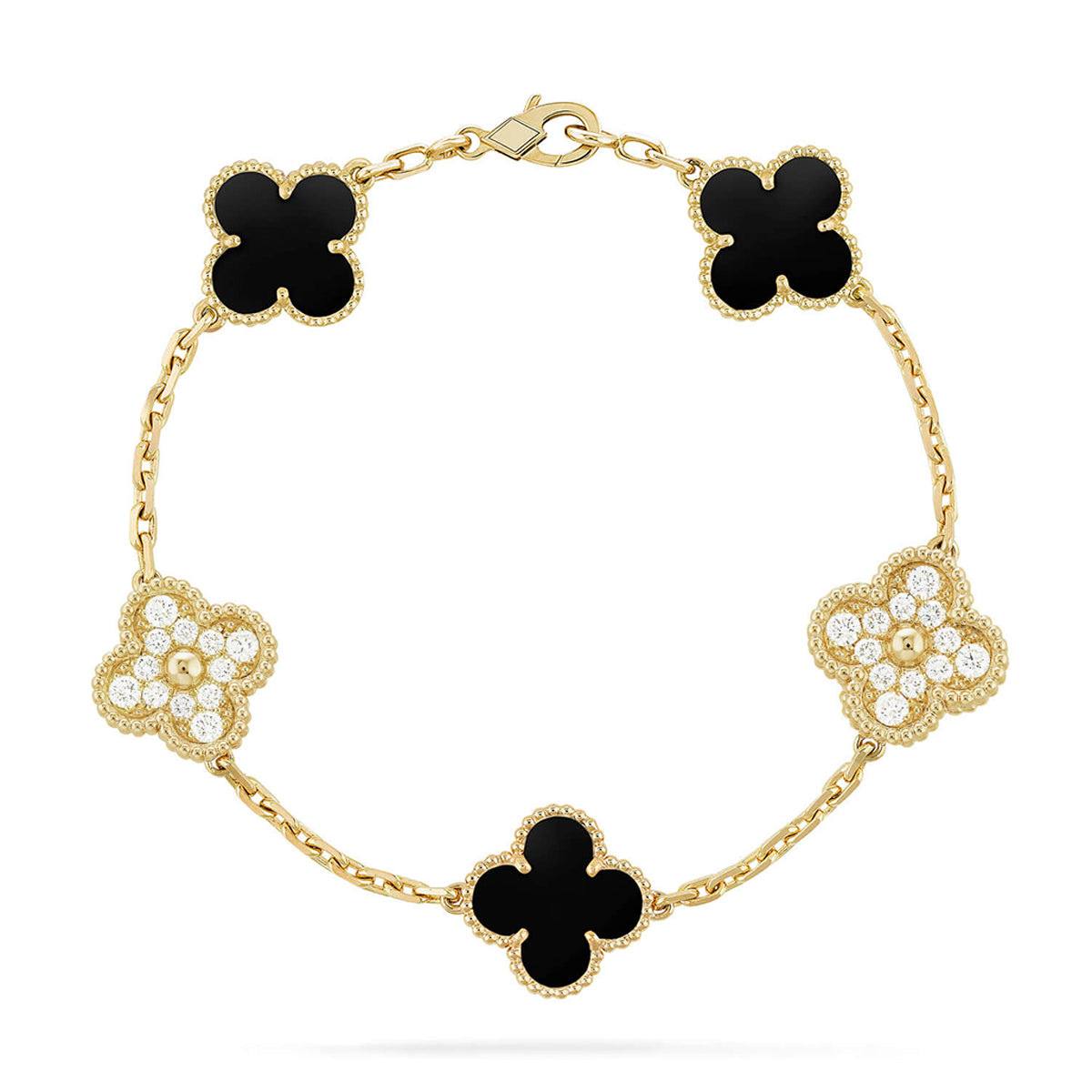 [Favorite]LUCKY CLOVER 5-MOTIF BRACELET - BLACK OXNY COLLECTION