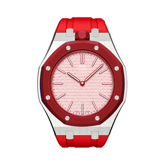 [Favorite]OAK POP ORANGE-RED STEEL SILICONE STRAP