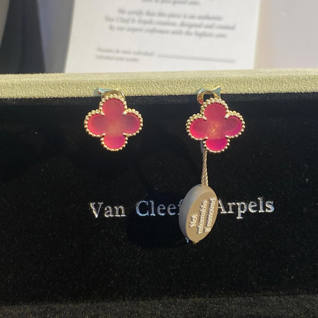 [Favorite]NEW CLOVER 15MM PINK ENAMEL STUD EARRINGS