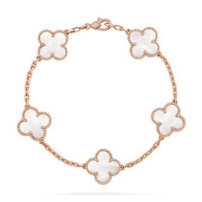 [Favorite]LUCKY CLOVER 5-MOTIF BRACELET - WHITE MOTHER-OF-PEARL COLLECTION