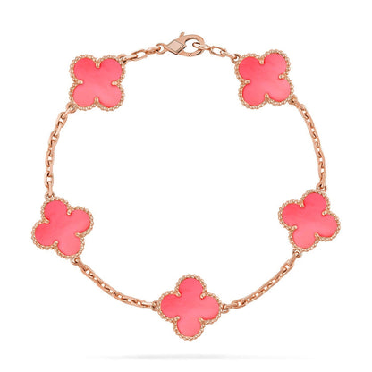 [Favorite]LUCKY CLOVER 5-MOTIF BRACELET - PINK MOTHER-OF-PEARL COLLECTION