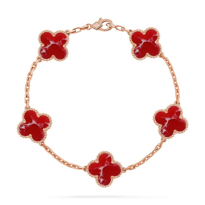 [Favorite]LUCKY CLOVER 5-MOTIF BRACELET - RED LARIMAR COLLECTION
