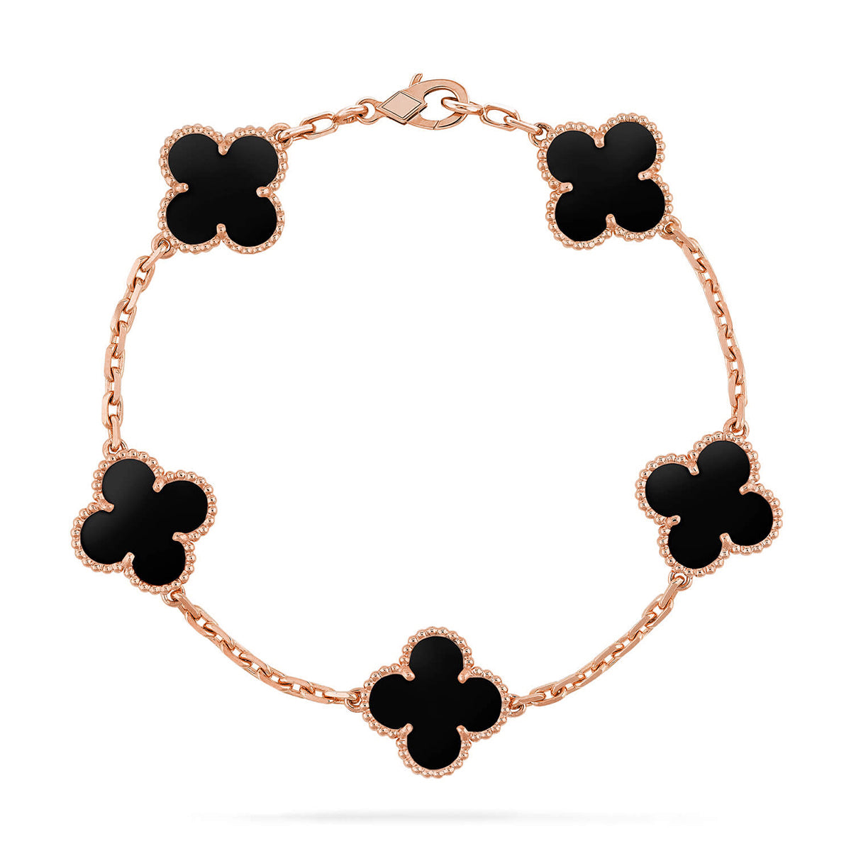 [Favorite]LUCKY CLOVER 5-MOTIF BRACELET - BLACK OXNY COLLECTION