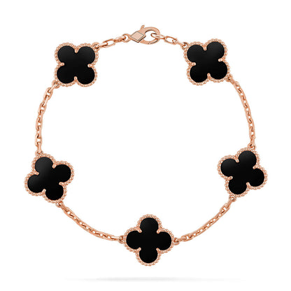 [Favorite]LUCKY CLOVER 5-MOTIF BRACELET - BLACK OXNY COLLECTION