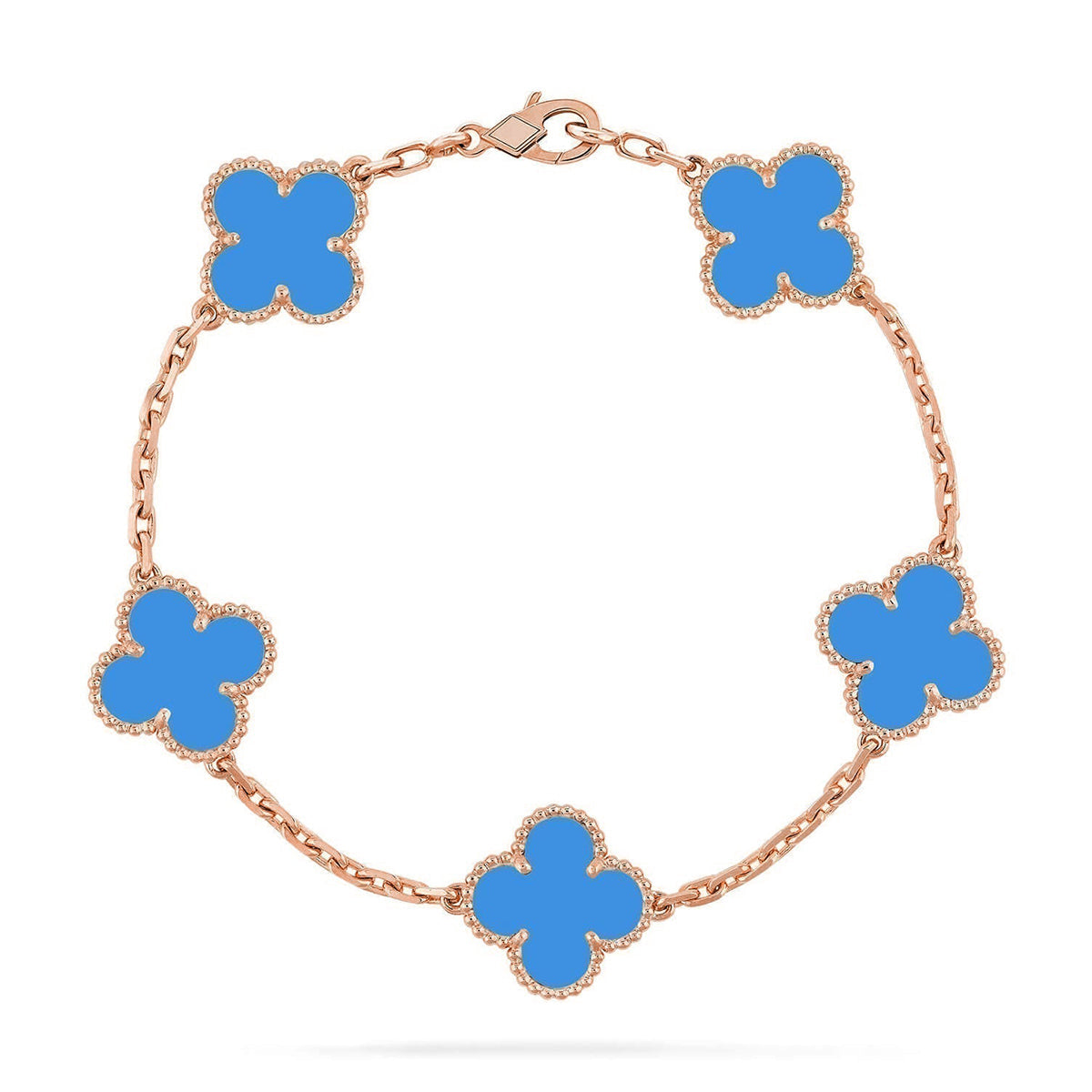 [Favorite]LUCKY CLOVER 5-MOTIF BRACELET - BLUE AGATE COLLECTION