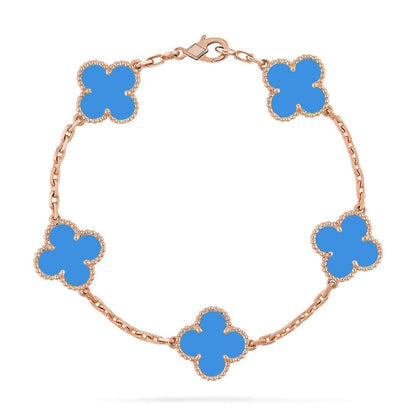 [Favorite]LUCKY CLOVER 5-MOTIF BRACELET - BLUE AGATE COLLECTION