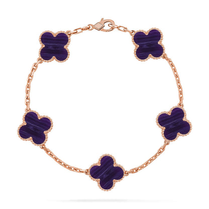 [Favorite]LUCKY CLOVER 5-MOTIF BRACELET - CHAROITE COLLECTION