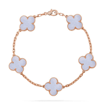 [Favorite]LUCKY CLOVER 5-MOTIF BRACELET - PURPLE CHALCEDONY COLLECTION