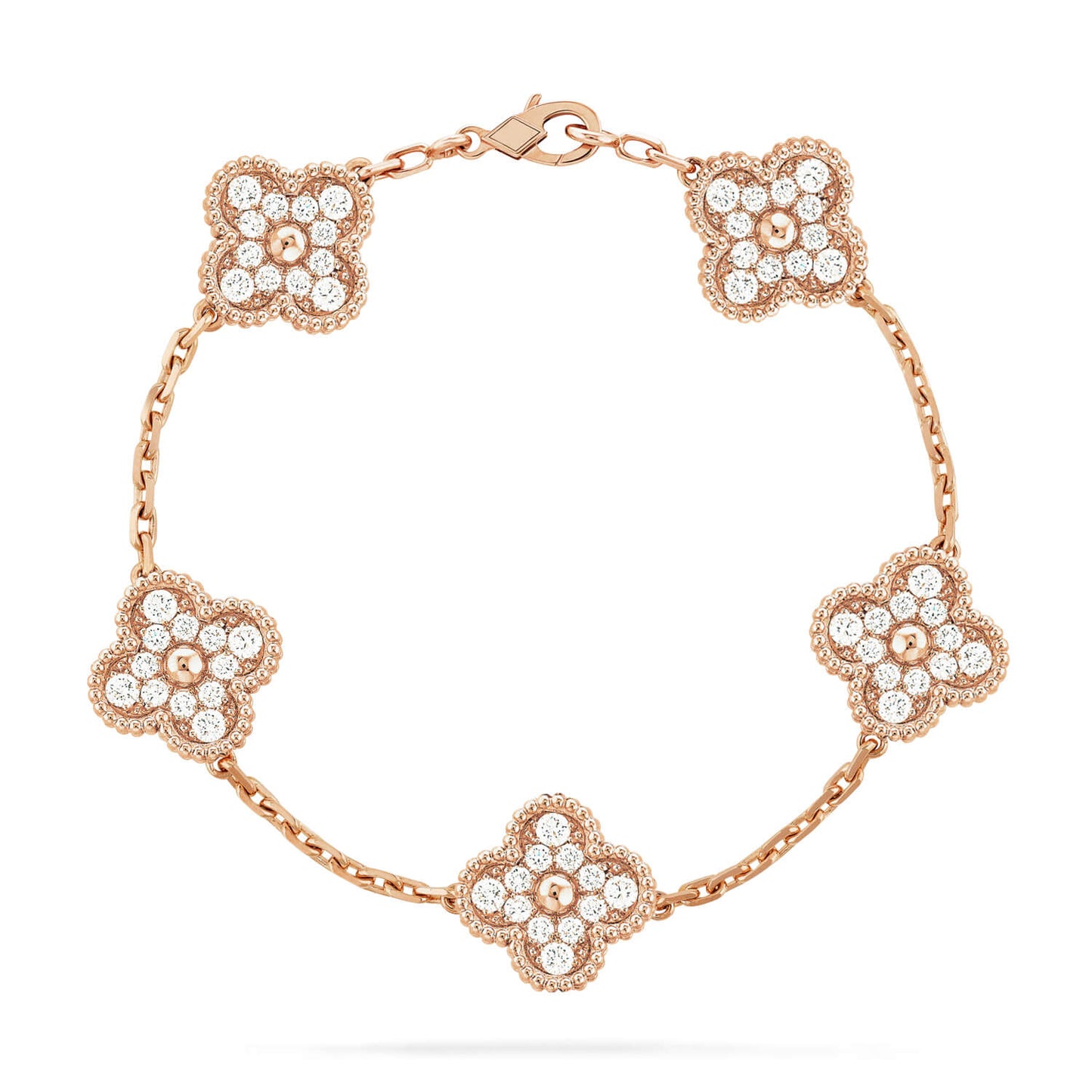 [Favorite]LUCKY CLOVER 5-MOTIF BRACELET - FULL-DIAMOND