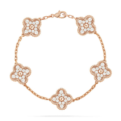 [Favorite]LUCKY CLOVER 5-MOTIF BRACELET - FULL-DIAMOND