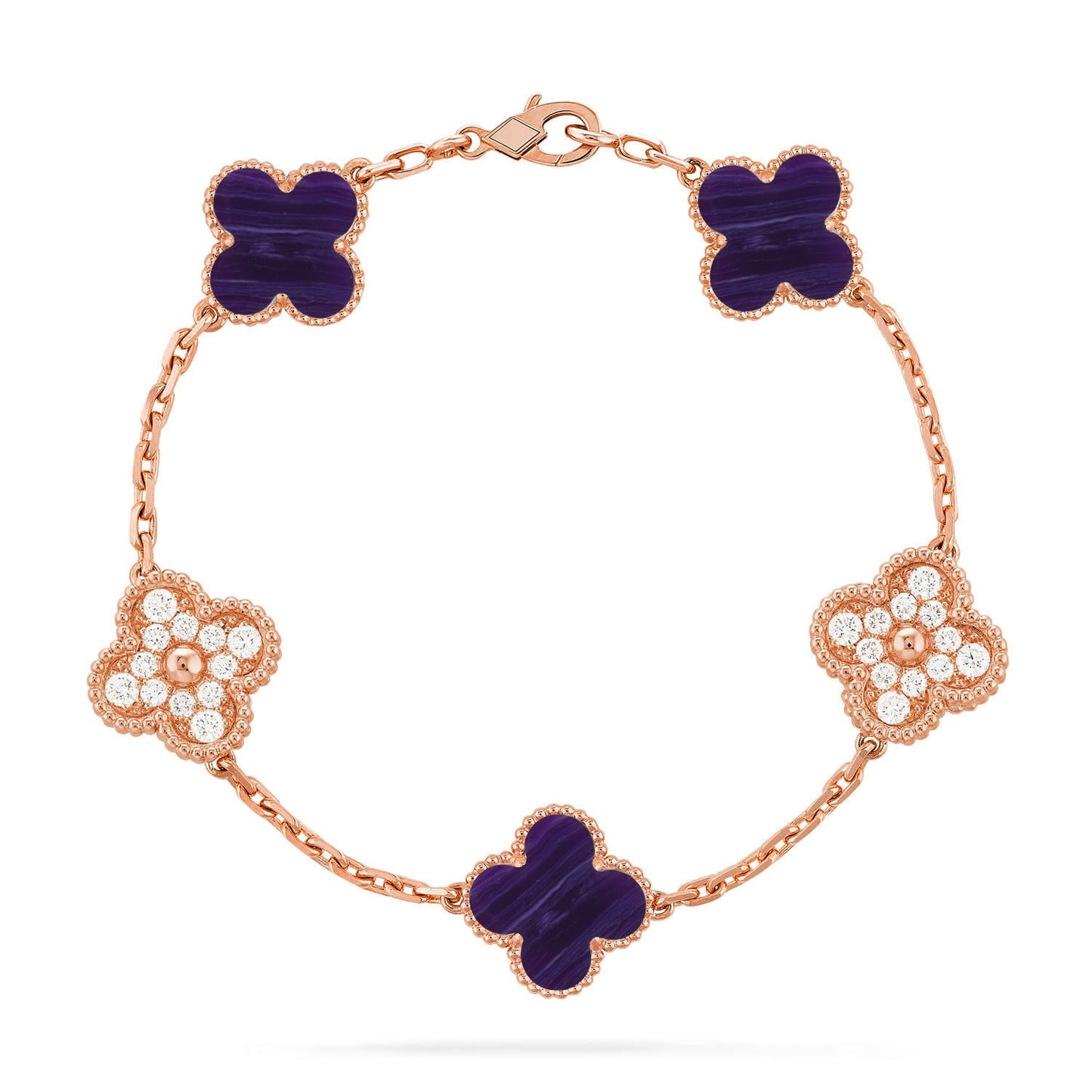 [Favorite]LUCKY CLOVER 5-MOTIF BRACELET - CHAROITE COLLECTION