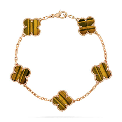 [Favorite]LUCKY CLOVER 5-MOTIF BRACELET -  TIGER’S EYE COLLECTION