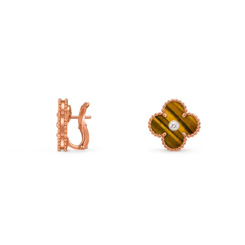 [Favorite]15MM クローバー フラワー スタッド ピアス ダイヤモンド ローズゴールド コレクション
