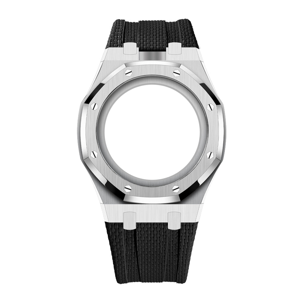 Boîtier en acier et bracelet à recouvrement intégral en fluoroélastomère