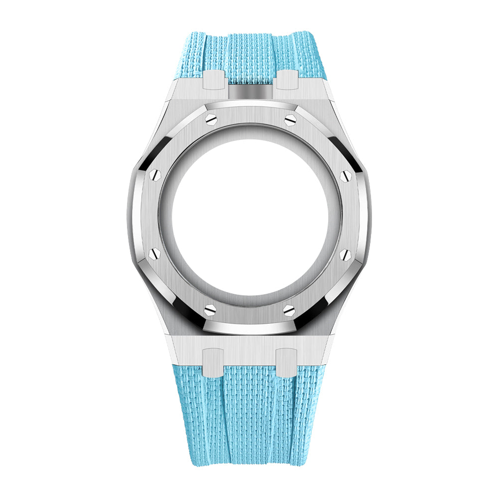 Boîtier en acier et bracelet à recouvrement intégral en fluoroélastomère