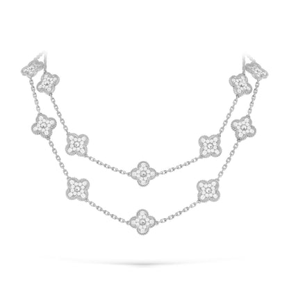 [Favorite]KLASSISCHE GLÜCKSSCHWEINCHEN-HALSKETTE MIT 20 MOTIVEN AUS WEISSGOLD