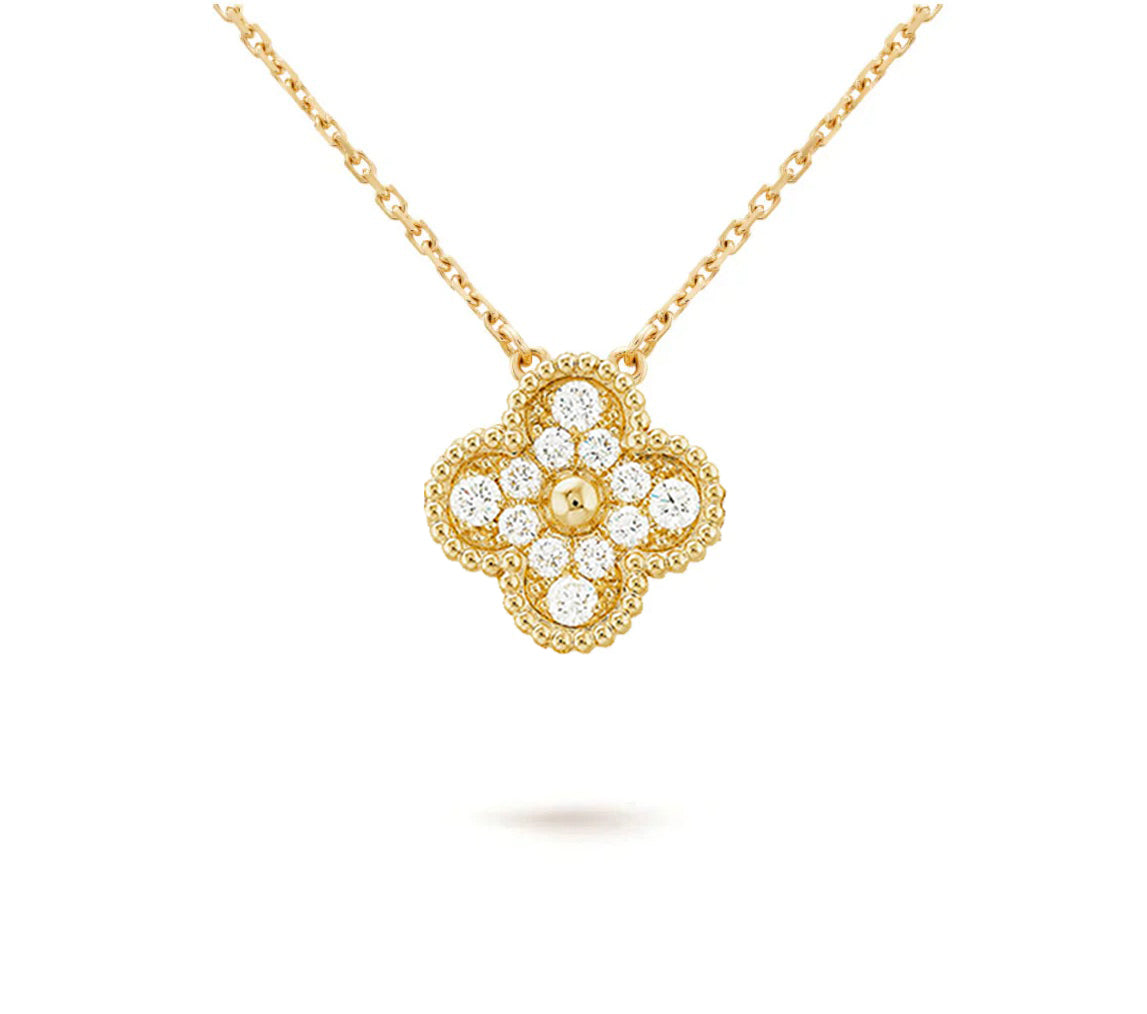 [Favorit]15MM KLEEBLUMEN-DIAMANTANHÄNGER-HALSKETTENKOLLEKTION
