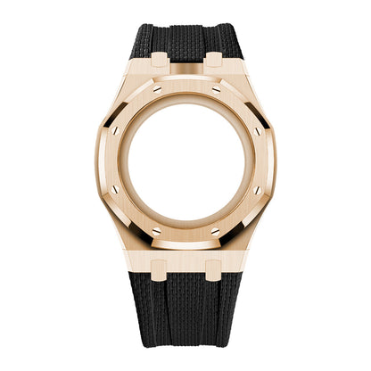 Boîtier en acier et bracelet à recouvrement intégral en fluoroélastomère