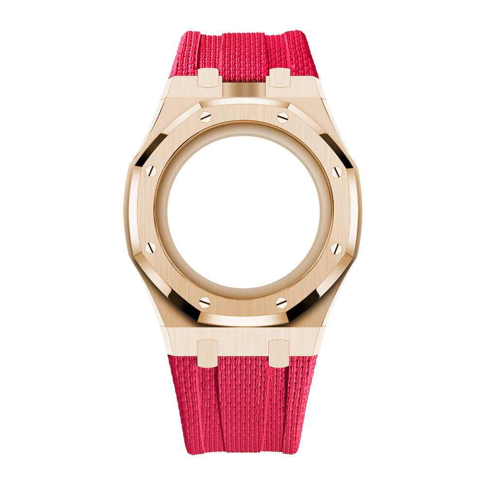 Boîtier en acier et bracelet à recouvrement intégral en fluoroélastomère