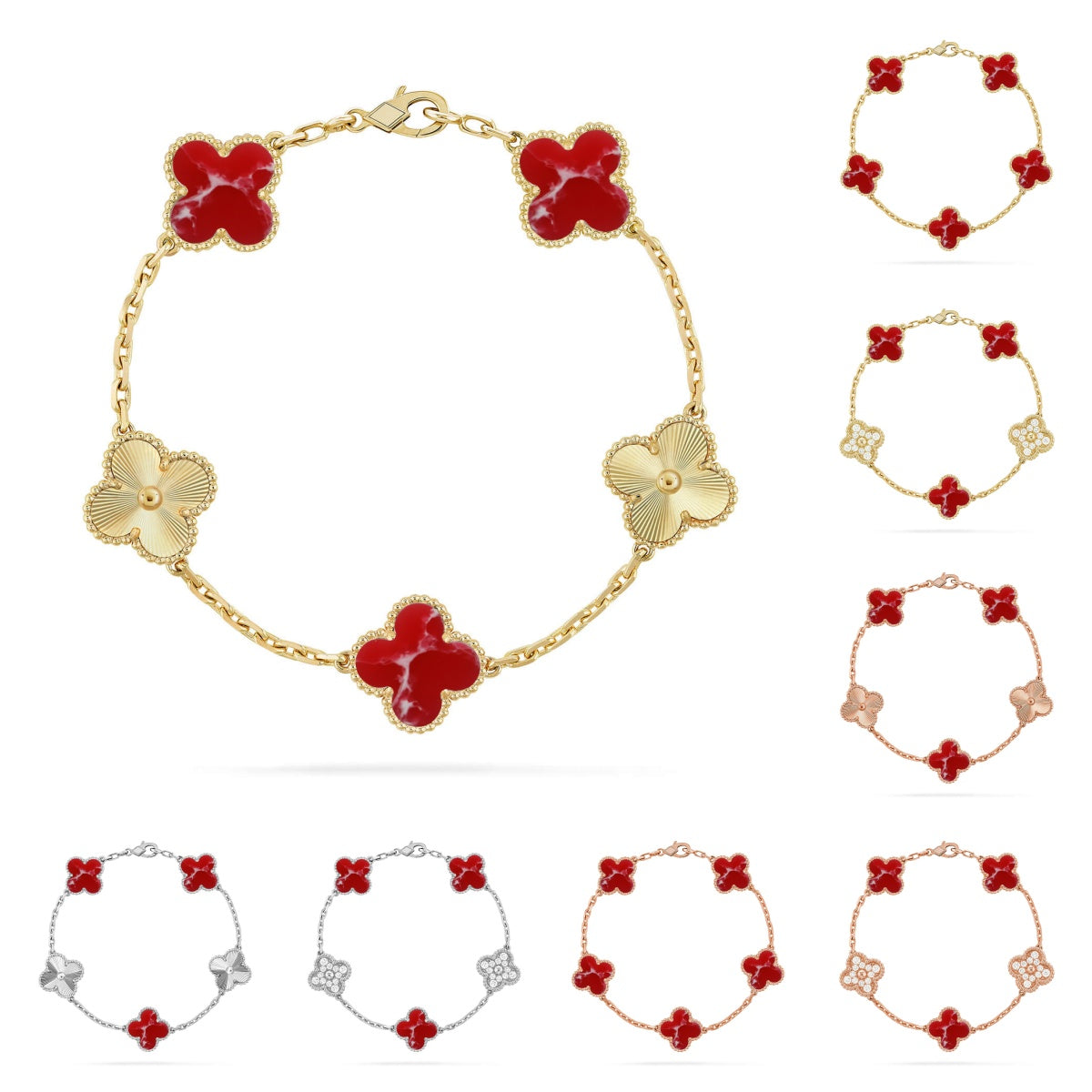 [Favorite]LUCKY CLOVER 5-MOTIF BRACELET - RED LARIMAR COLLECTION