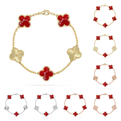 [Favorite]LUCKY CLOVER 5-MOTIF BRACELET - RED LARIMAR COLLECTION