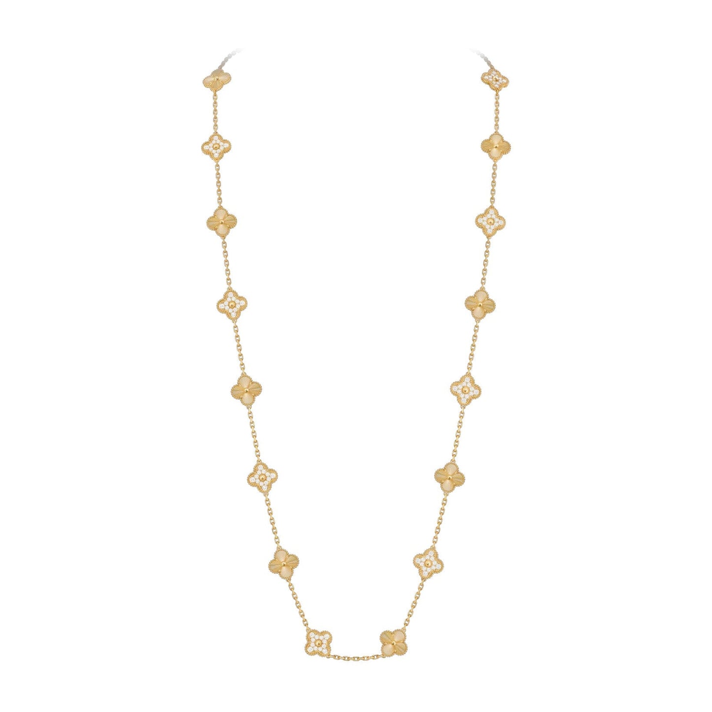 [Favorite]CLASSIC 20-MOTIF LUCKY CLOVER LONG NECKLACE GOLD COLLECTION